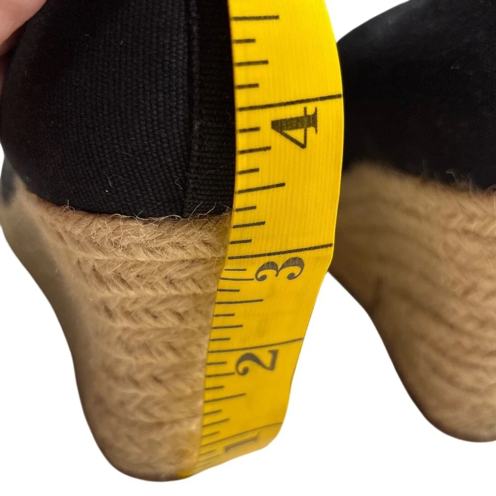 J.Crew Womens Black Canvas Espadrille Wedge Pumps‎ Shoes Size 8.5